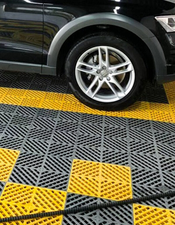 3CM PP Interlocking Garage Mat, No Dig Trench Car Wash Plastic Grating Floor Drainage Mat