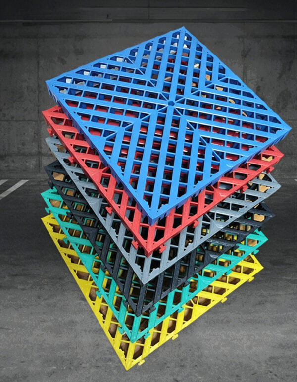 Colored 4cm Interlocking Plastic Drainage Grates, Anti-Slip Car Wash Floor Tiles for Auto Detailing & 4S Service Centers