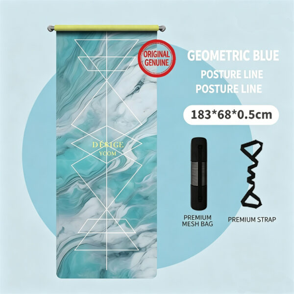 Premium Natural Rubber Coconut Yoga Mat, Ink Wash Art Print & Body Alignment Lines, Toxic-Free for Yoga Pilates