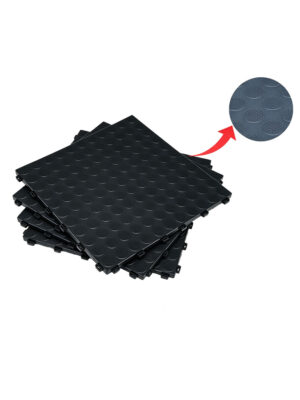 18mm Thick Coin Pattern Solid Interlocking Floor Tiles | Heavy-Duty Anti-Slip Plastic Drainage Mats for Car Wash