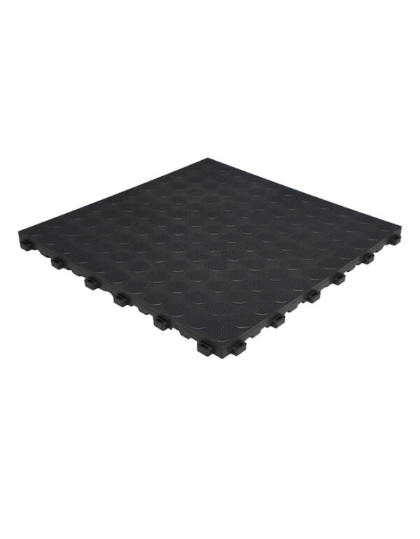 18mm Thick Coin Pattern Solid Interlocking Floor Tiles | Heavy-Duty Anti-Slip Plastic Drainage Mats for Car Wash