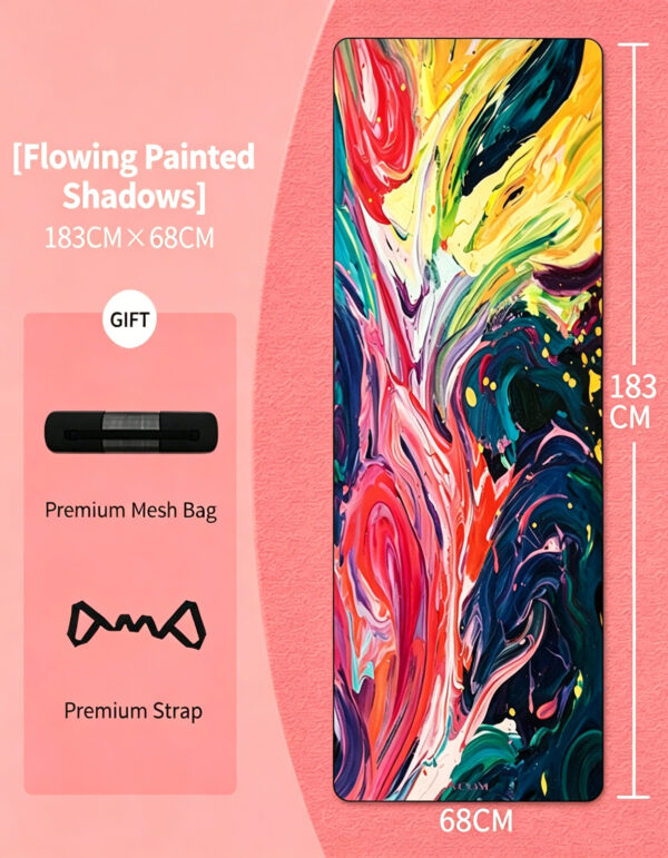 Ink Wash Print07 PU Natural Rubber Coconut Textured Yoga Mat Ink Wash Print Fade Resistant Anti Slip Wearproof Shock Absorbing Silent Fitness Mat