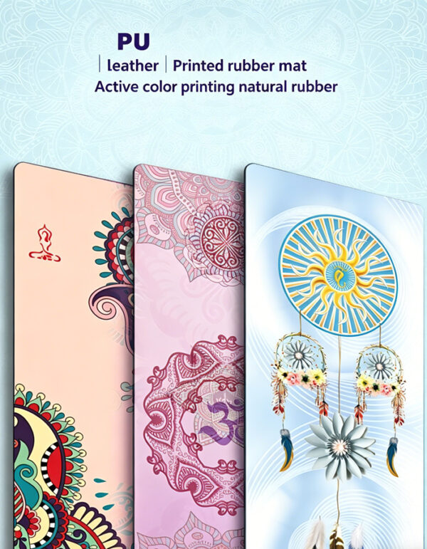 Extra Long Wide 5mm PU Printed Yoga Mat, Eco Friendly Natural Rubber Sweat Absorbent Workout Mat Personalized Custom Design