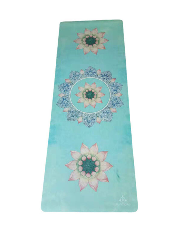 Extra Long Wide 5mm PU Printed Yoga Mat, Eco Friendly Natural Rubber Sweat Absorbent Workout Mat Personalized Custom Design